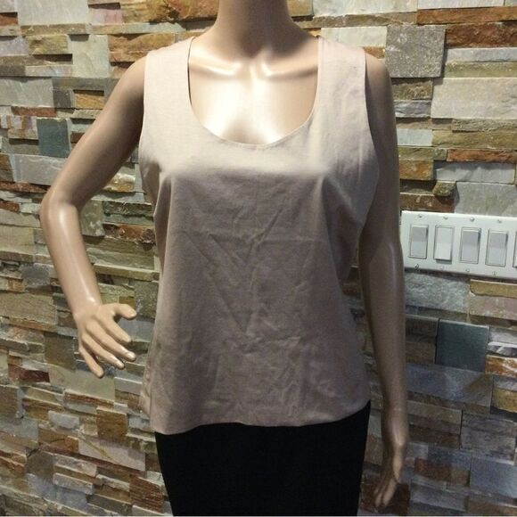 Akris Tan Square Neck Sleeveless Tank Top - Picture 1 of 10